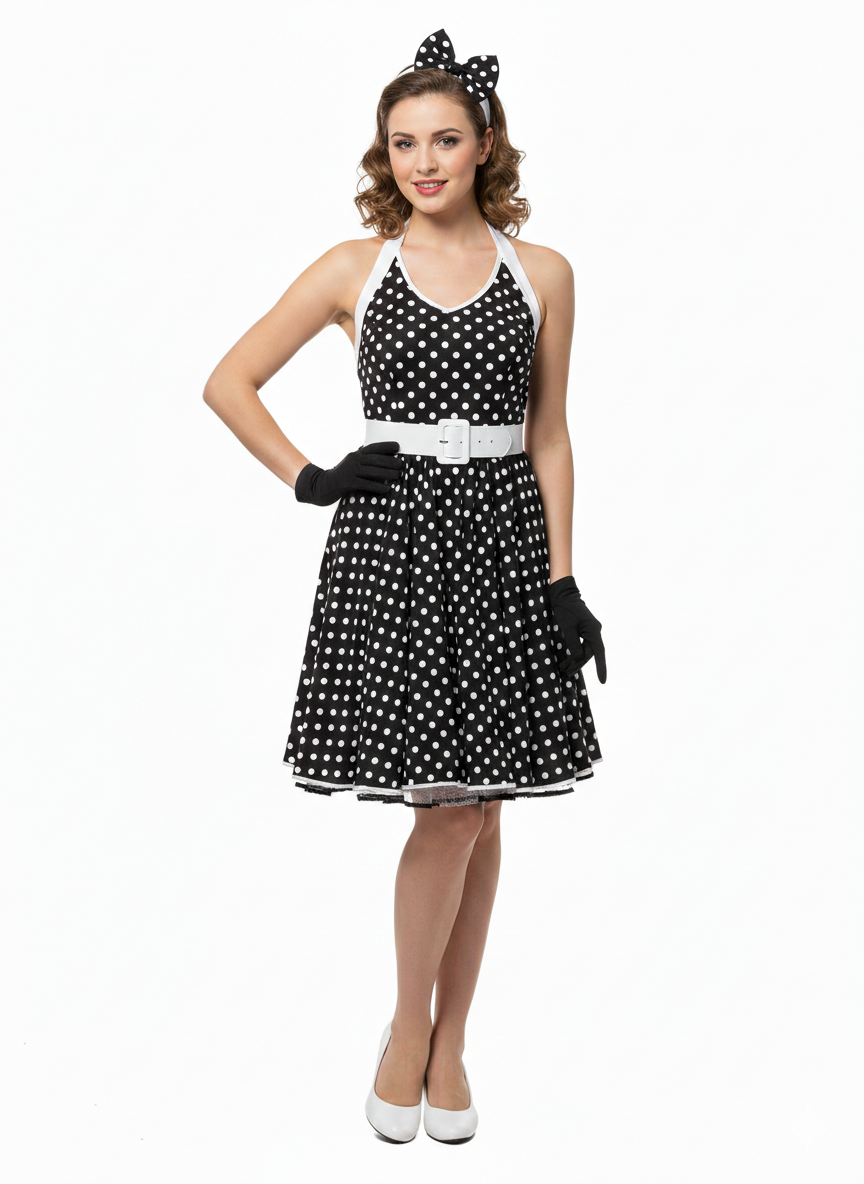 Vestido Preto Poá Anos 60